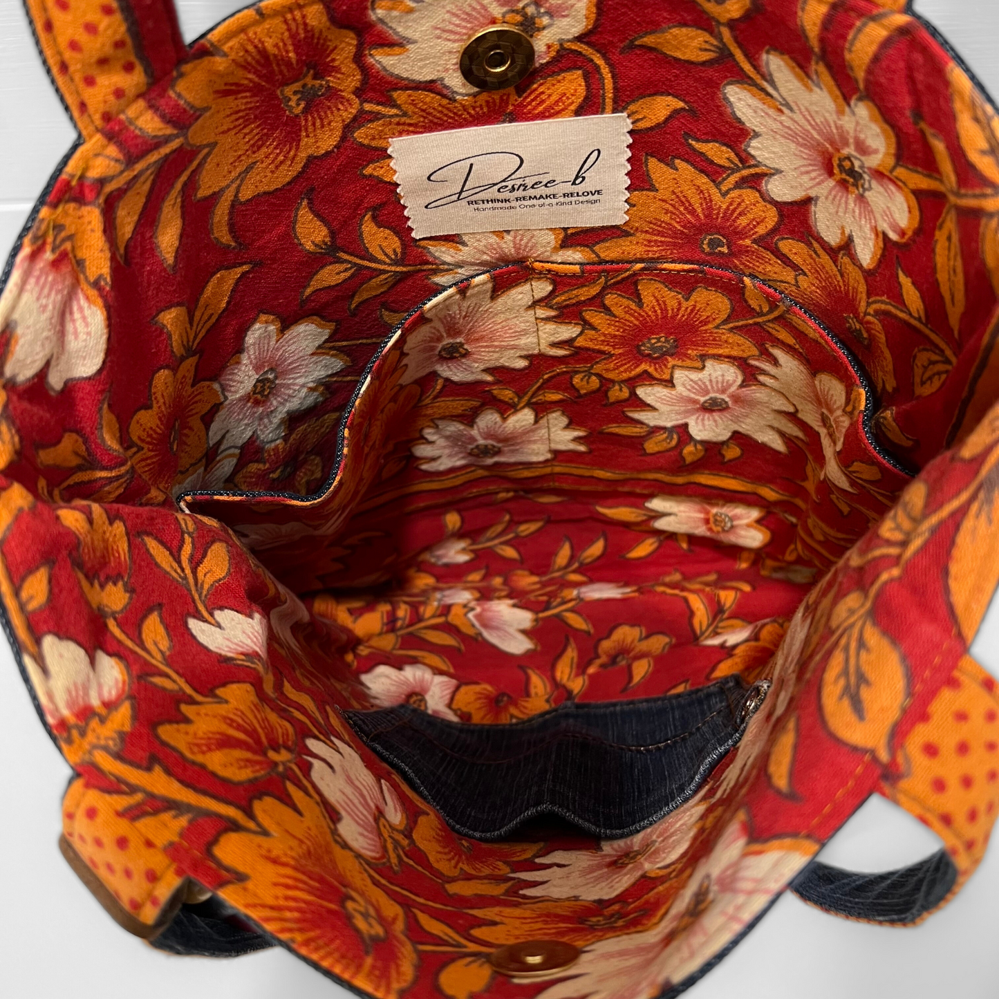 Tote Bag - Magnetic Clip Top - Vintage Posy