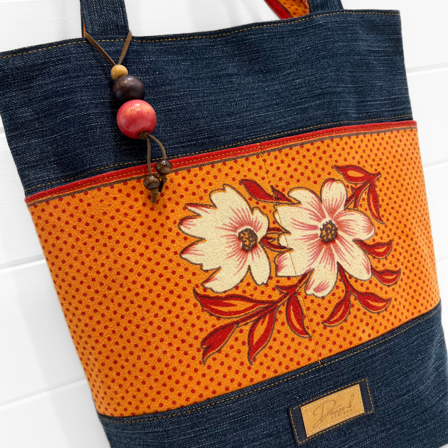 Tote Bag - Magnetic Clip Top - Vintage Posy