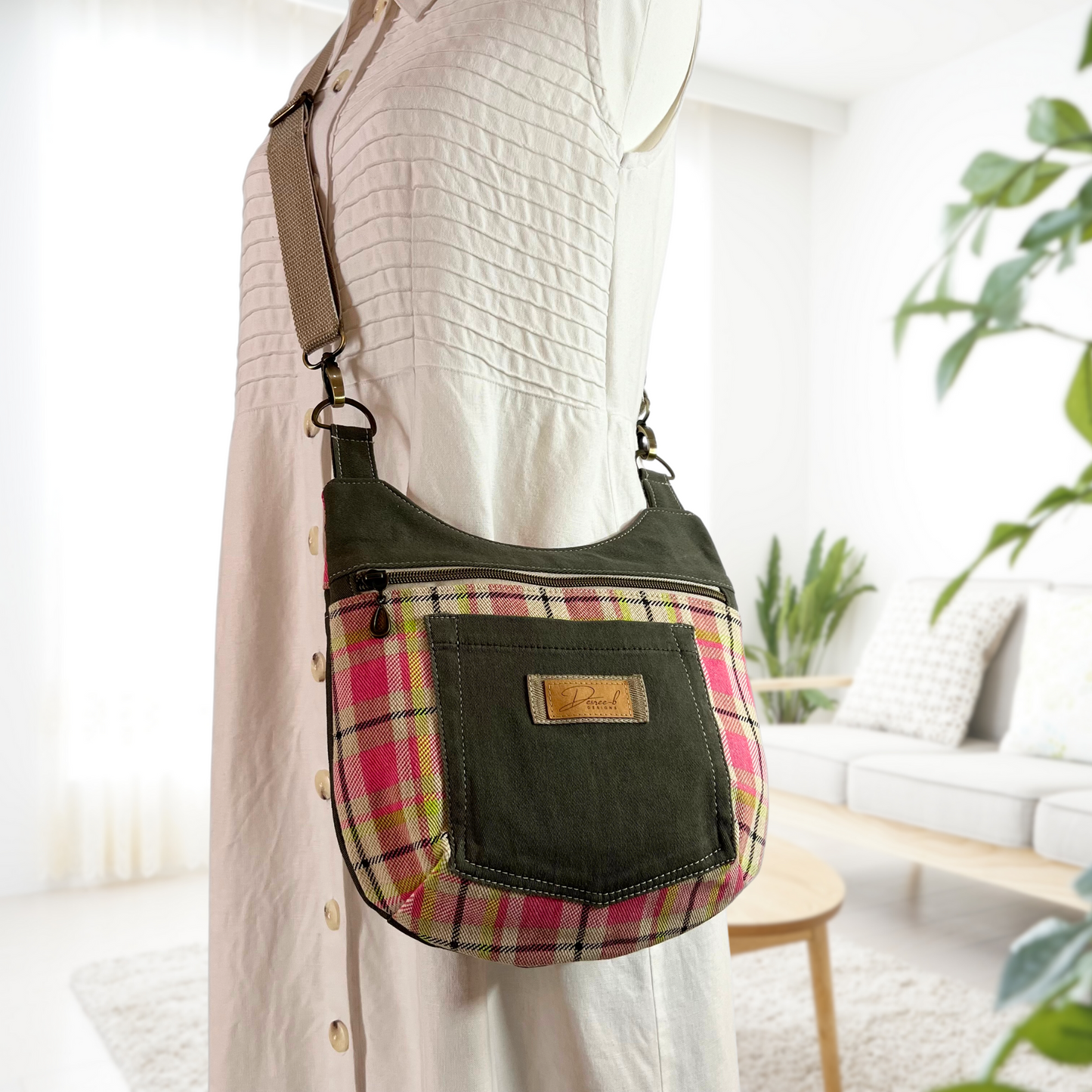 Boho Crossbody Bag - Playful Plaid