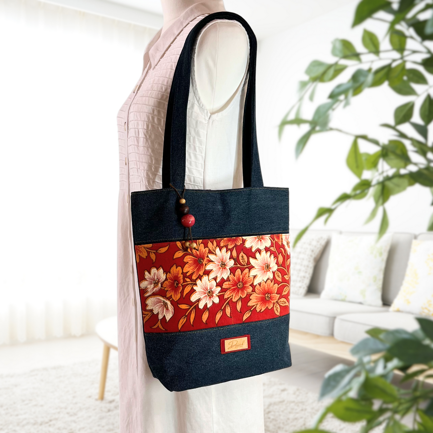 Tote Bag - Magnetic Clip Top - Vintage Bouquet