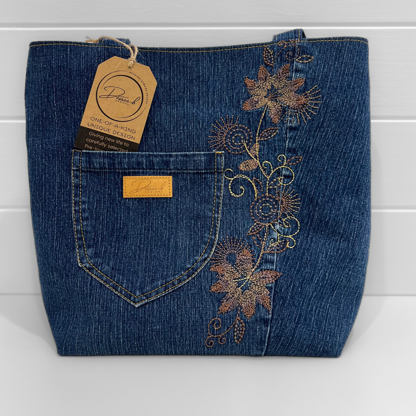 Everyday Tote - Magnetic Clip Top - Rusty flowers