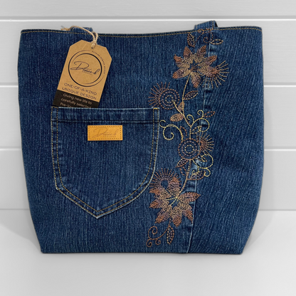 Everyday Tote - Clip Top - Rusty flowers