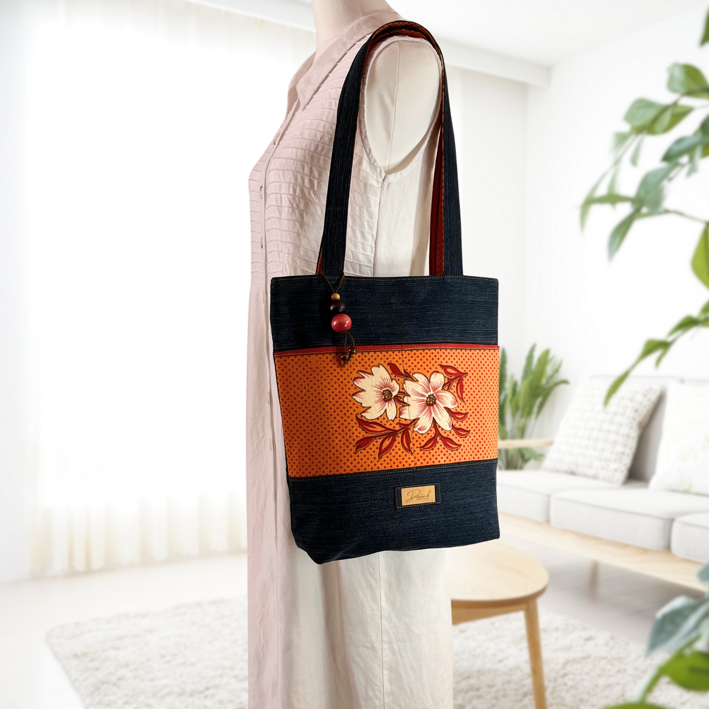 Tote Bag - Magnetic Clip Top - Vintage Posy