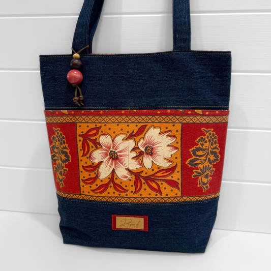 Tote Bag - Magnetic Clip Top - Vintage Blaze