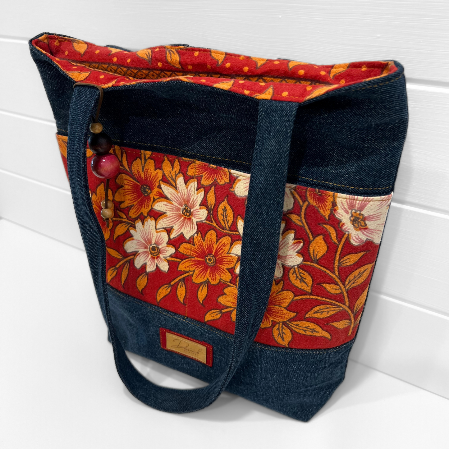 Tote Bag - Magnetic Clip Top - Vintage Bouquet