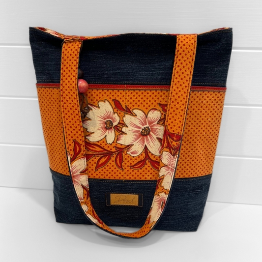 Tote Bag - Magnetic Clip Top - Vintage Posy