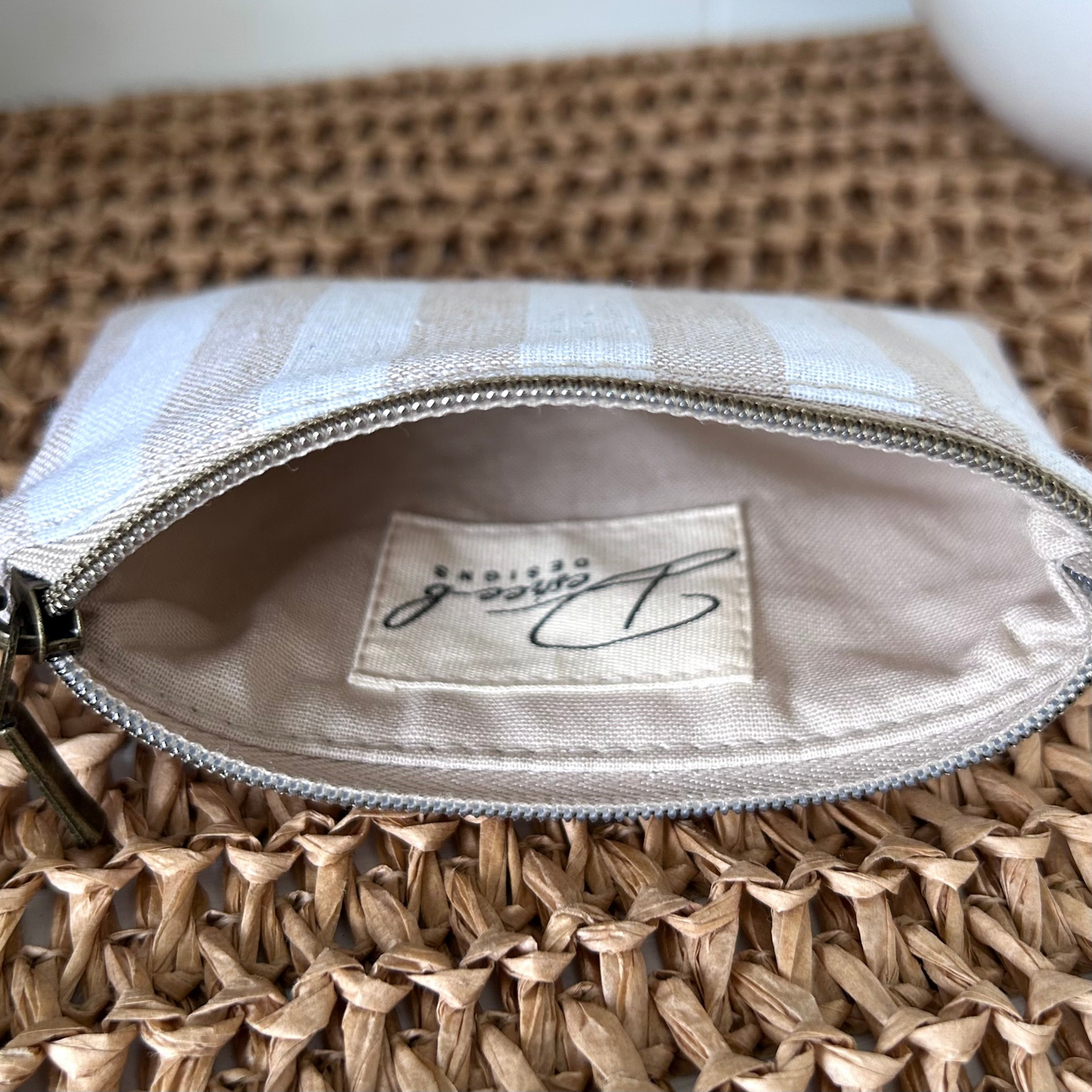 Mini Zipped Pouch - Coastal Stripe - Vertical