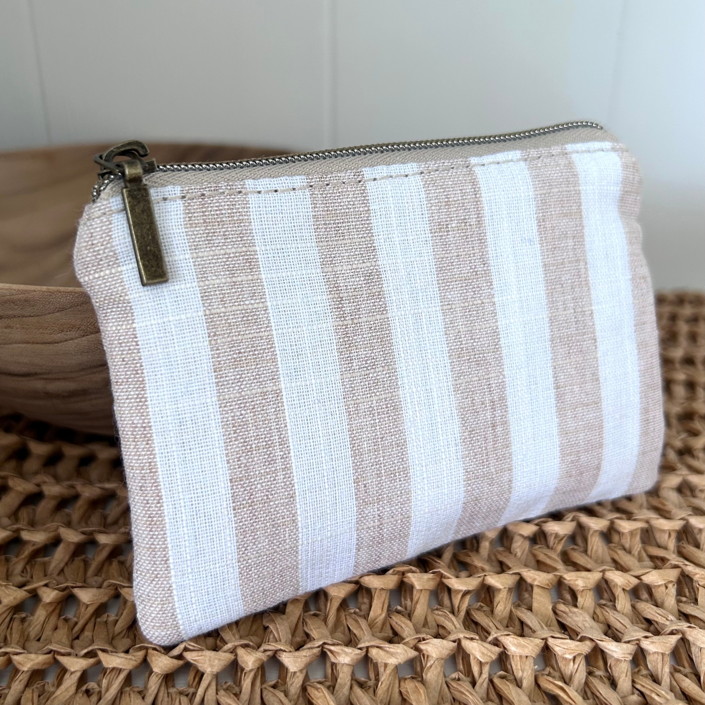 Mini Zipped Pouch - Coastal Stripe - Vertical