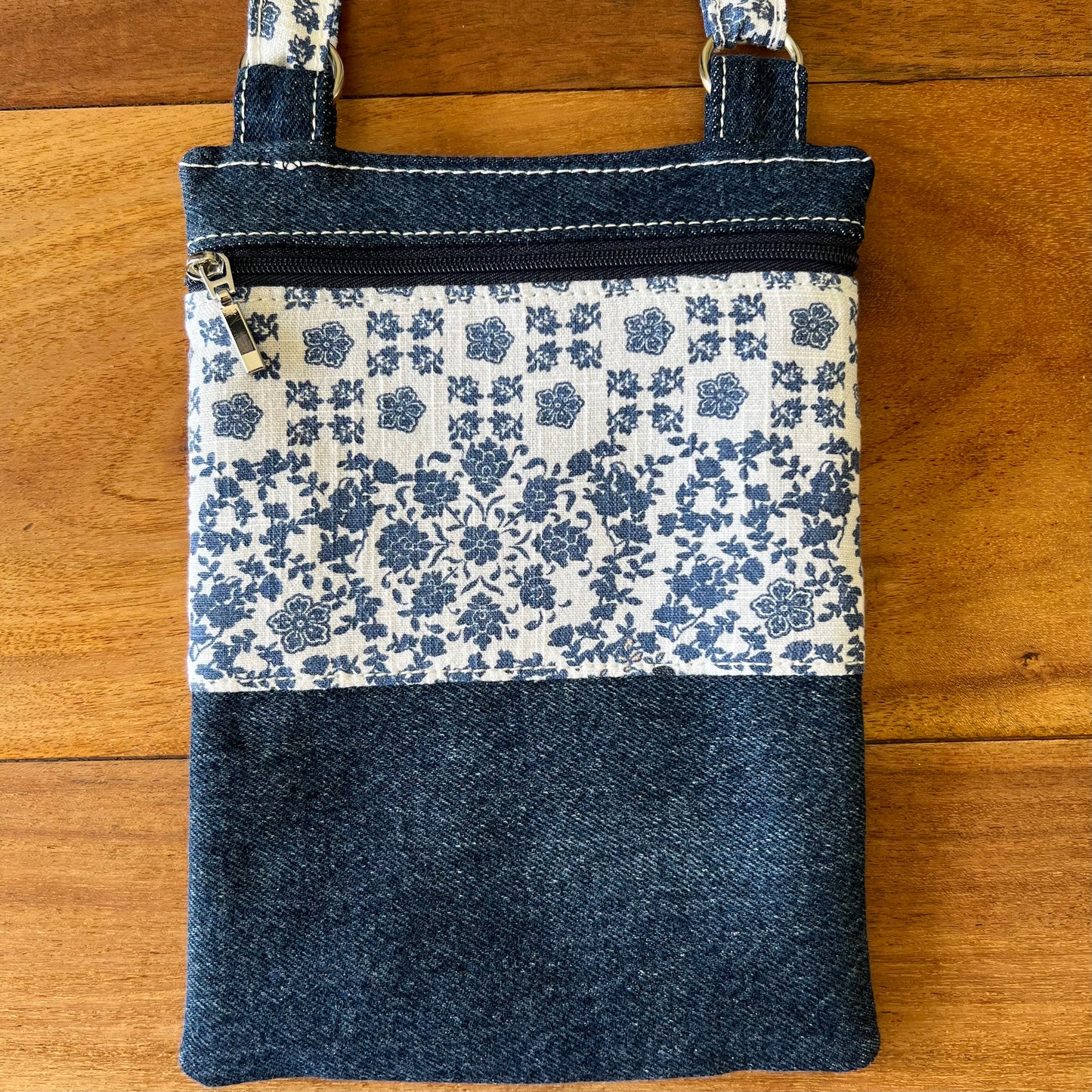 Crossbody Phone Bag, Floral Blues