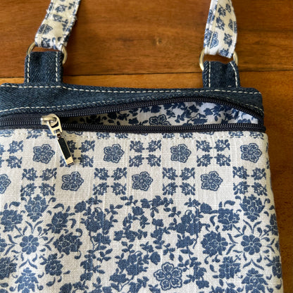 Crossbody Phone Bag, Floral Blues