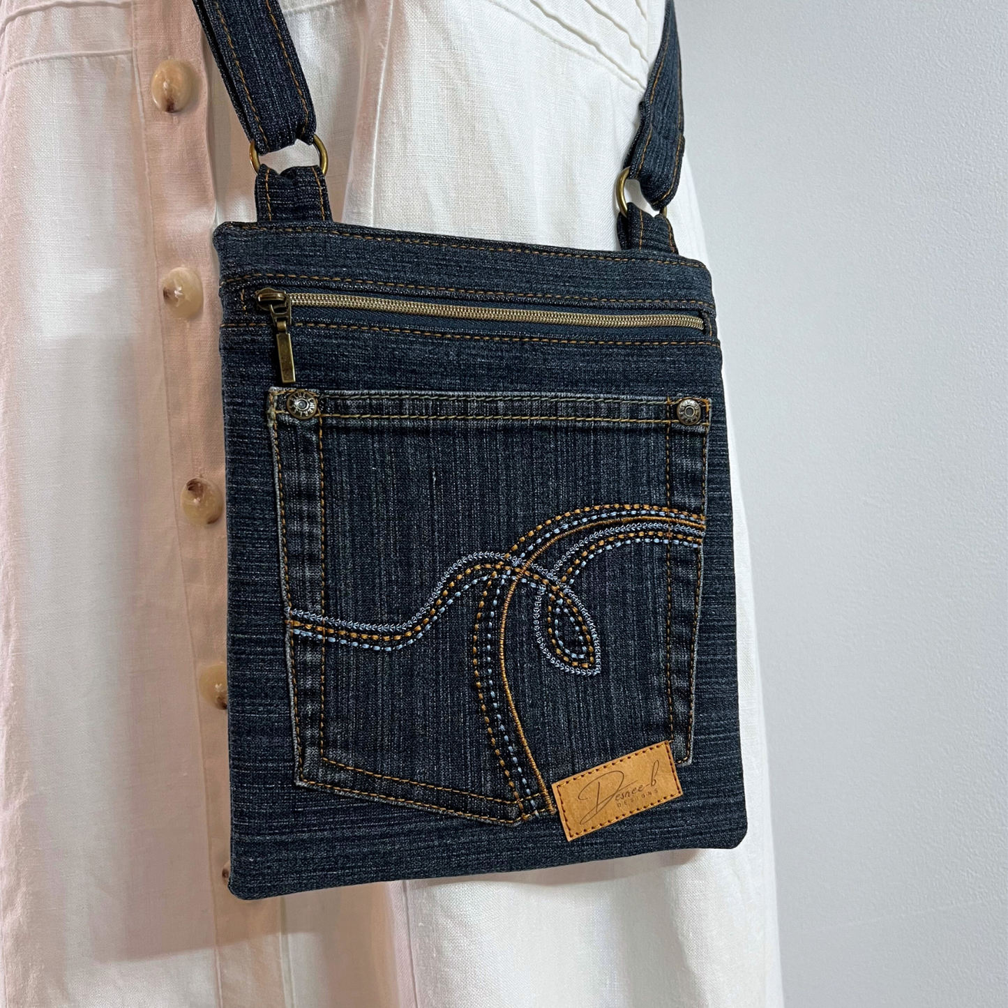 Small Crossbody Bag - Denim Swirl