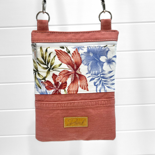 Crossbody Phone Bag - Peachy Flowers